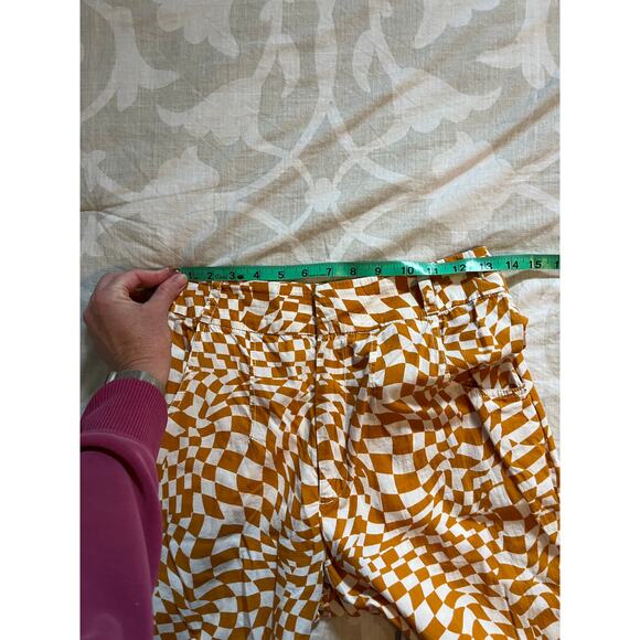 Free People Menorca Cropped Wide Leg Printed Pants & Orange & White Rare - Picture 9 of 11